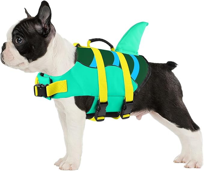 Fragralley Shark Dog Life Jacket, High Buoyancy with Tear-Resistant Nylon, Dog Float Vest for Swimming and Boating, Pet Life Preserver for Small Medium Large Dogs (PFD)