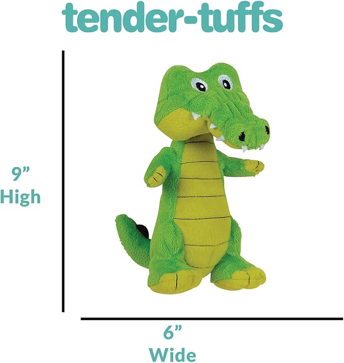 SmartPetLove Snuggle Puppy Tender-Tuffs Easy Grab - Plush Dog Toys - Standing Stuffed Green Crocodile with Tough Puncture Resistant Squeaker