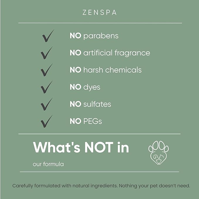 ZenSpa 4-in-1 Dog Spa Kit | Oatmeal Shampoo, Conditioner, Paw Cleanser and Nose Balm | Hypoallergenic Natural Formula for Sensitive Skin | All Breeds and Puppies