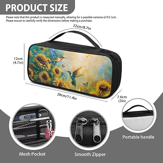 Gomyblomy Sunflower Hummingbird Stethoscope Case Compatible with Most Stethoscopes, Lightweight Stethoscope Case with Extra Mesh Pocket for Nurse Accessories
