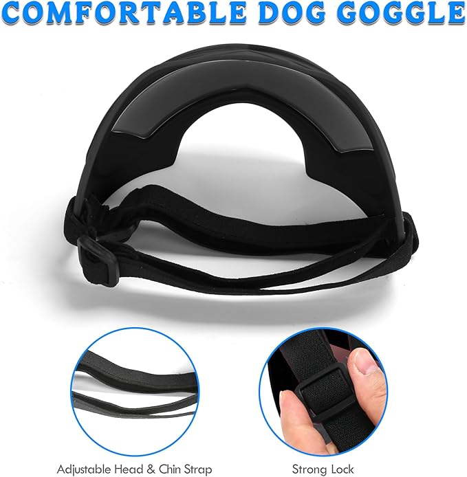 Large Dog Sunglasses Dog Goggles Pet Glasses Pet Eyewear with Adjustable Strap, Glasses for Medium Large Dog Swimming Skating Glasses Windproof Dustproof UV Proof (Black-Colorful)