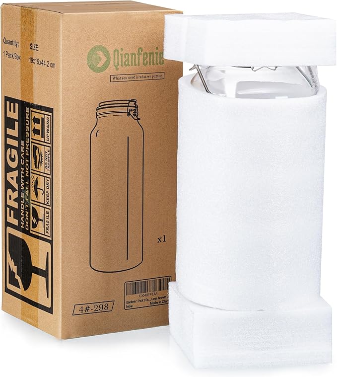 2 Gallon Glass Jar with Airtight Lid(7600ML), Gallon Airtight Glass Storage Jar with Stainless Steel Handle - Large Glass Food Storage Container with Lid Flour, Sugar, and Dog Treats