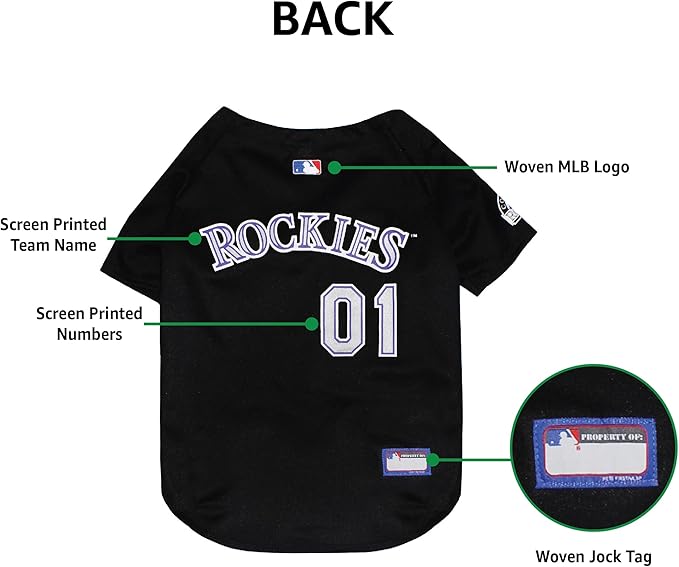 Official MLB Colorado Rockies Pet Jersey for Dogs & Cats, Size X-Large - Stylish Baseball Jersey for Your Furry Fan- Show Off Team Spirit with The Perfect Fan Apparel Gear for Pet, Dog & Cat