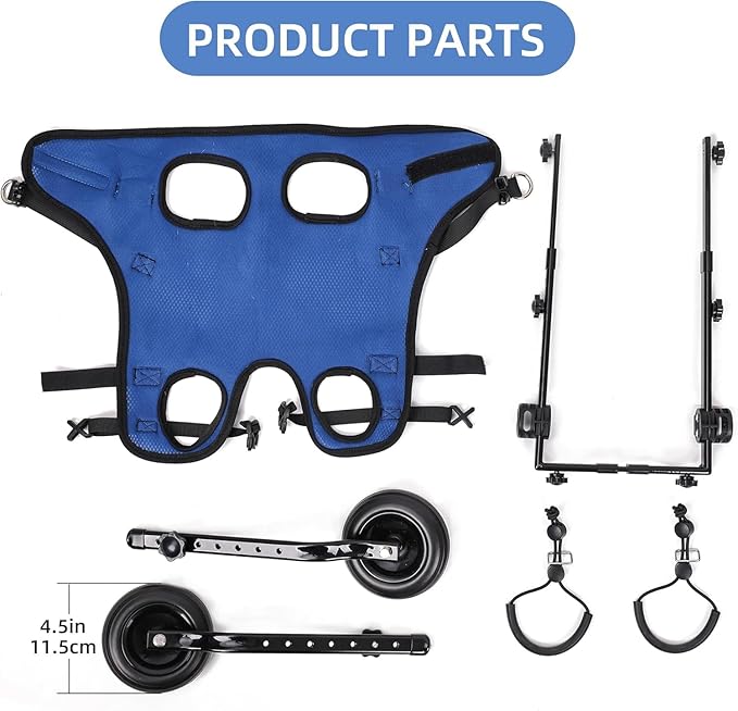 Adjustable Small Dog Wheelchair - Mobility Aid for Disabled Pets,Small Dog Wheelchair for Back Legs, Leg Brace & Hip Support (Small)