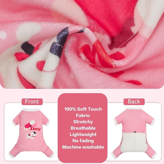 CuteBone Soft & Stretchy Dog Pajamas Lucy - Cozy Pet Jammies Breathable Jumpsuit for Small Dogs - All-Season Comfy Outfit Easy-On Pullover Design - Keeps Pets Warm & Comfortable P338L