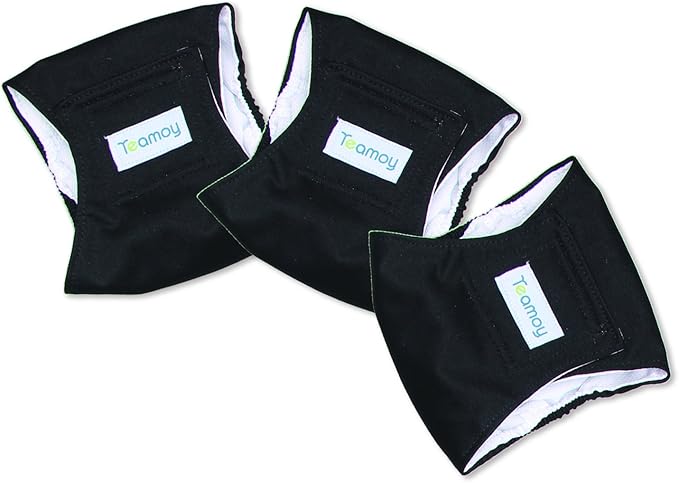 Teamoy 3 Pack Male Dog Diaper Wrap, Washable Puppy Belly Bands, Super-Absorbent and Comfortable(S,10"-13" Waist, Black)