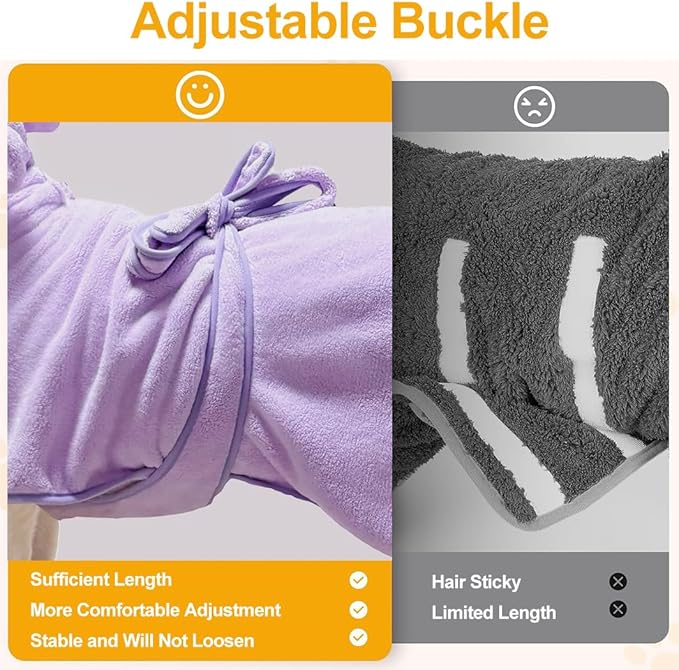 Medium to Large Size Dog Bathrobe, Quick Drying Super Absorbent Used for After Bathing, Warm Dog Towels, Adjustable Hoodies and Belts for Pet Dogs Bath Clothes Products(Purple, 2XL)