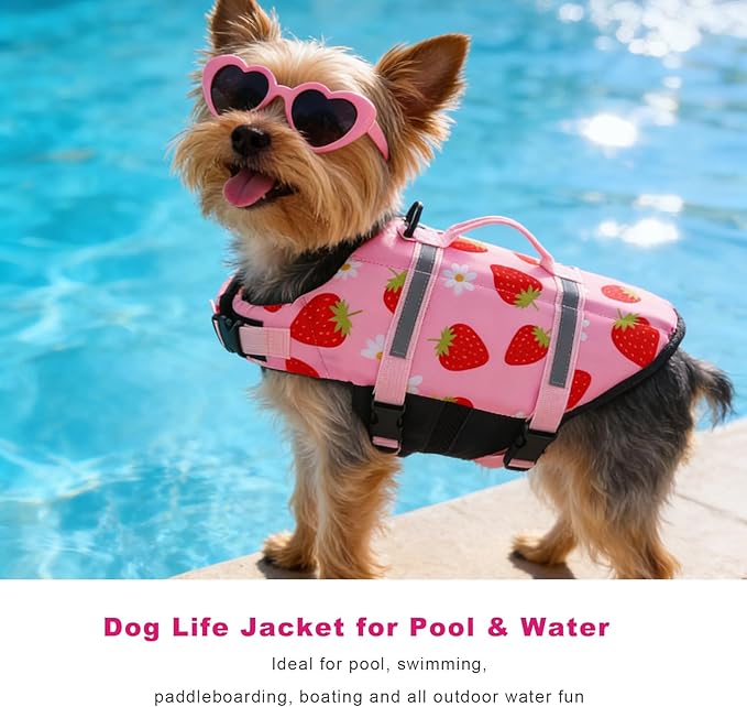 Doglay Dog Life Jacket, Dog Life Vest for Swimming Boating, Adjustable Puppy Life Jacket with Reflective Stripes, Superior Buoyancy Pet Swimming Vest for Small Medium and Large Dogs