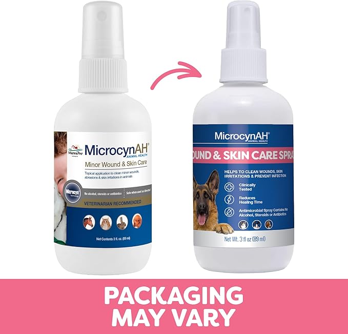Manna Pro Microcyn AH Wound & Skin Care Spray for Pets 89ml, 3 Ounces, WHITE