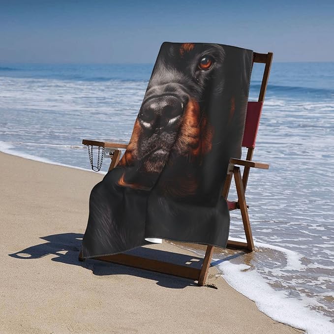 Rottweiler Beach Towel Dog Sand-Free Microfiber Bath Towel Ultra Soft Quick Dry Pool Towel Absorbent Towel Lightweight Towel Gifts for Outdoor Bathroom Swimming Decor 31inx51in