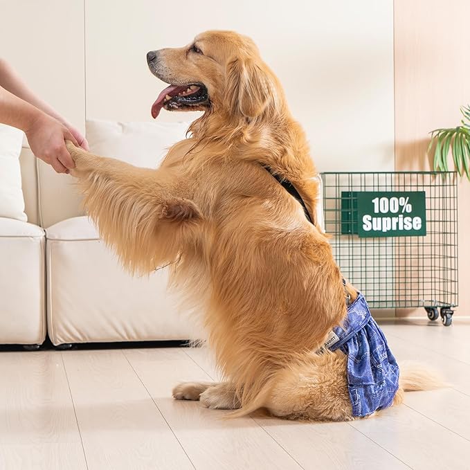 3 Pack Avont Washable Female Dog Diaper with Suspender, Reusable Girl Doggie Diapers for Small Medium Large Doggy in Heat Cycle Period Incontinence -M
