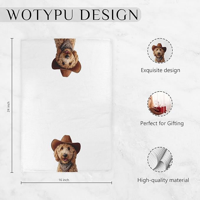 Goldendoodle Gifts Kitchen Towels, Goldendoodle Decor Dish Tea Towel for Kitchen, Funny Golden Doodle Dog Hand Towels for Bathroom Decor, Dog Lover Mom Gifts, 16x24 Inch