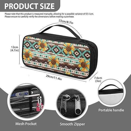 Gomyblomy Aztec Sunflower Stethoscope Bag Protective Stethoscope Carrying Case with Extra Room for Bandage Scissors Penlight, Portable Stethoscope Case for Nurses and Doctors