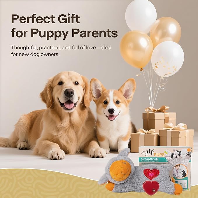 Puppy Essentials Starter Kit - New Born Dog Toys Gifts Heartbeat Puppy for Dogs, Teething Toys, Heat Packs & Cozy Blanket for Crate Training & Anxiety Relief