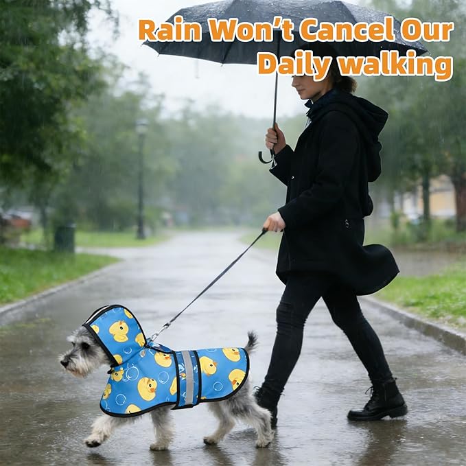 KOOLTAIL Dog Raincoat Hooded Slicker Poncho with Leash Hole, Dog Raincoat for Small Medium Dogs,Waterproof Plush Fleece Lining Pet Rain Jacket with Reflective Adjustable Strip Puppy Rainwear Blue M