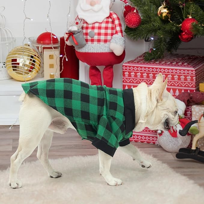 KOOLTAIL Dog Shirt, Christmas Green Plaid Pet Shirts, Black Clash Cute Dog Apparel Clothes Suitable for All Seasons, Comfortable Dogs T-Shirt for Small Medium Large Dogs Cats, Pet Outfit Costume, M