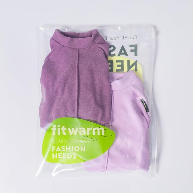 Fitwarm 2 Pack Lightweight Fleece Dog Pajamas, Warm Winter Dog Clothes for Small Dogs Boy Girl, Cozy Pet Onesie with Feet, Violet Purple, Small
