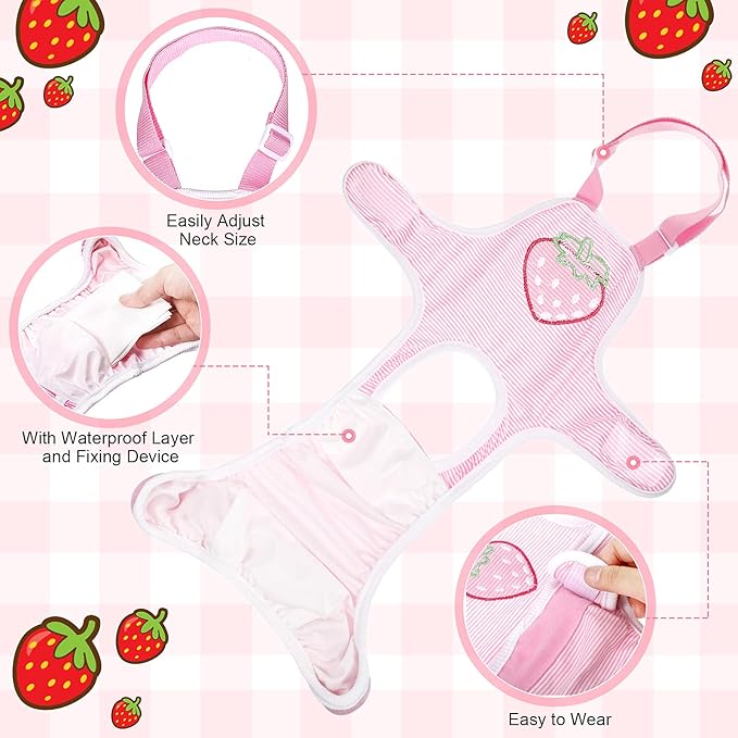 Nuanchu 3 Pcs Female Dog Diaper Sanitary Panties with Adjustable Suspender, Washable Reusable Doggie Diapers for Small Medium Large Dog in Heat Period Menstrual Pet Cats Ducks(Fruit Pattern,S)