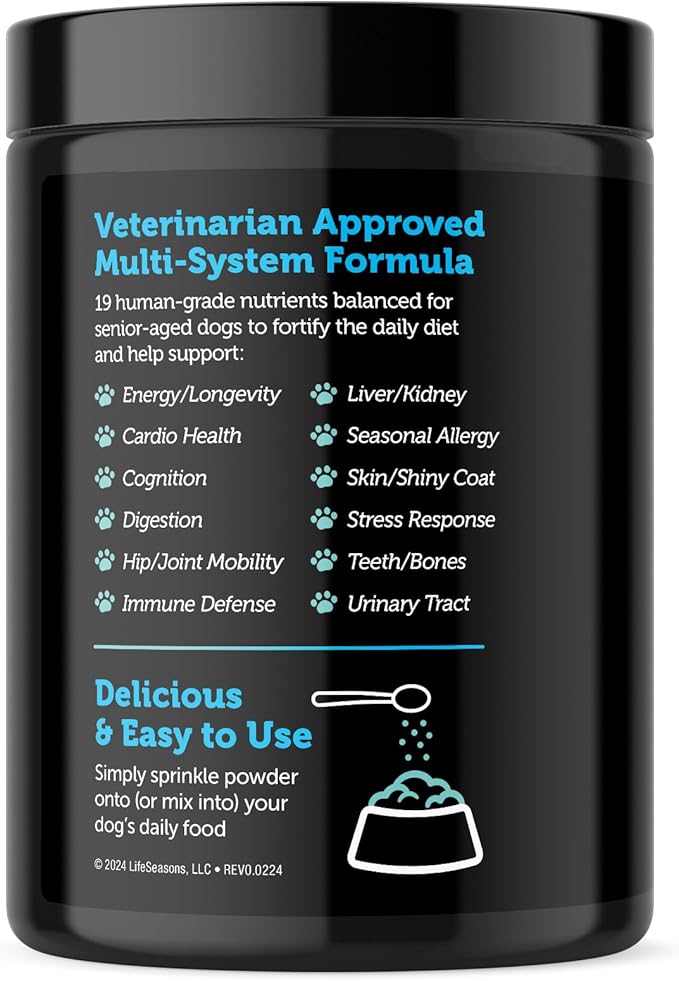 Stage 3: Senior Dog Formula for Hip & Joint Support, Cognitive Health, & Healthy Skin & Coat - Natural Ingredients - Fish Oil, Flax Seed, Turmeric & Probiotics, Vet Approved