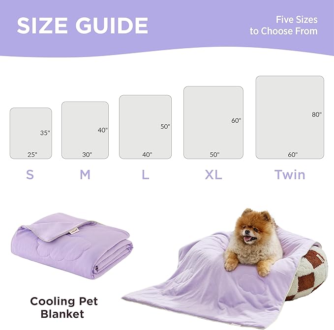 LE SURE Premium Cooling Blankets for Medium Dogs - Washable Dog Cooling Throw Blanket with Q-MAX>0.4,Durable Self Cooling Pet Mat for Cat, Soft Cooling Summer Blanket for Hot Weather, Purple, 30x40