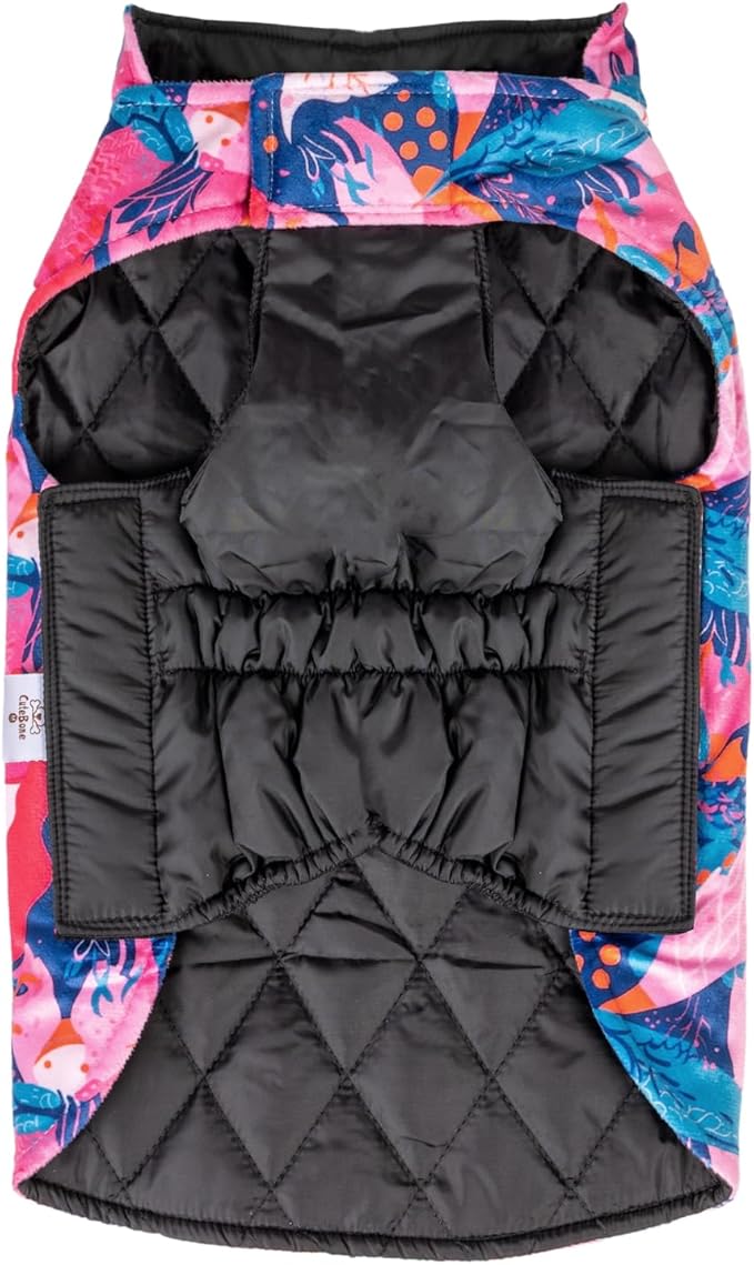 CuteBone Winter Dog Coat - Waterproof Windproof Reversible Vest, Thick Adjustable Cold Weather Jacket for Small Medium Large Dogs, Soft with Leash Hole