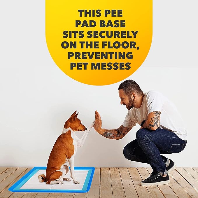 TidyFriend 2 Pack Dog Pee Pad Holder Tray - Fits Up to 24” x 24” Pee Pad Holder for Dogs - Stable Grip, Raised Edges, Quick-Wipe Silicone Surface Dog Pad Holder for Indoor (Dark Blue)
