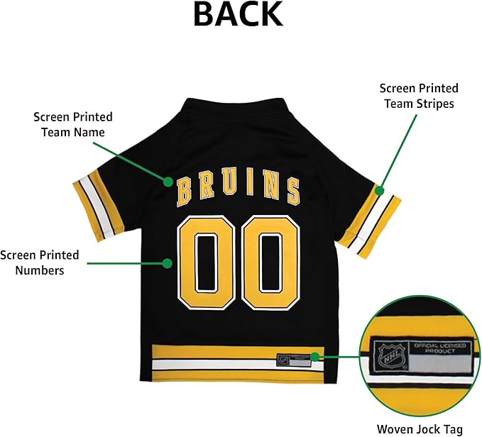 Pets First NHL Boston Bruins A Premium Big Jersey for Dogs & Cats, Black, XX-Large (BRU-4006-XXL)