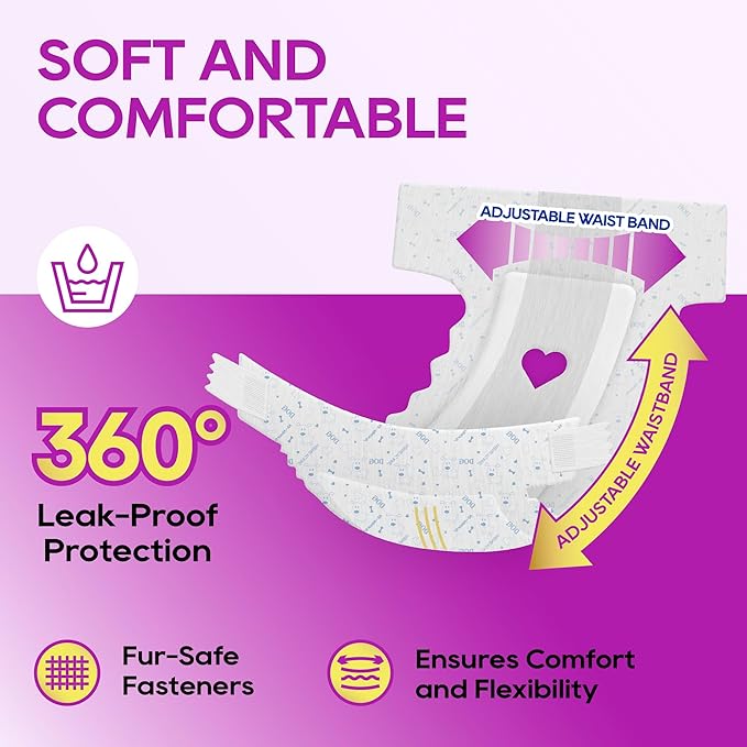 HONEY CARE All-Absorb Disposable Female Dog Diapers M Size, Improved Bigger Size, 36 Count, Super Absorbent, Breathable, Wetness Indicator (Pack of 1, 36 Count Total)