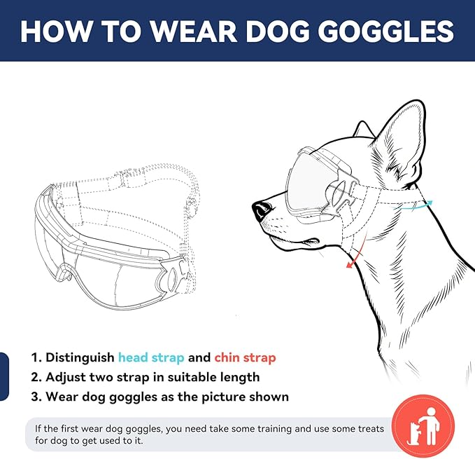 Dog Goggles Small Breed with UV Protection Windproof Anti-Fog Dog Sunglasses Clear View Puppy Glasses for Walks/Car Rides/Motorcycle Riding/Bike Riding, Small