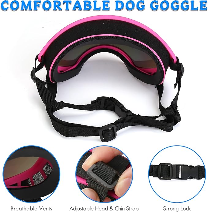 Large Dog Sunglasses Dog Goggles Pet Glasses Pet Eyewear with Adjustable Strap,Glasses for Medium Large Dog Swimming Skating Glasses UV Proof Windproof Dustproof