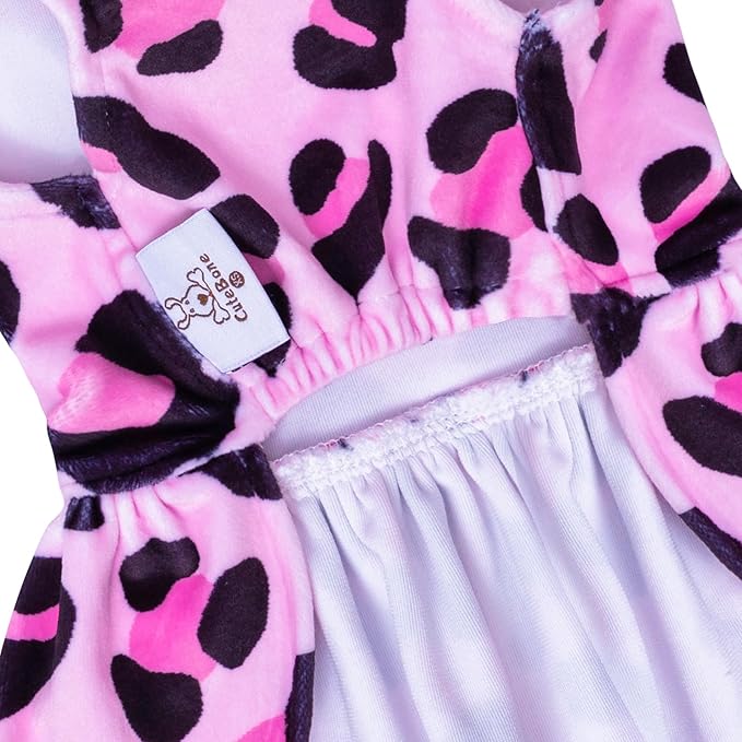 CuteBone Turtleneck Dog Velvet Dress Puppy Skirt Costume Pet Clothes Cat Apparel with Bow Hair Rope for Small Dogs CVD08S
