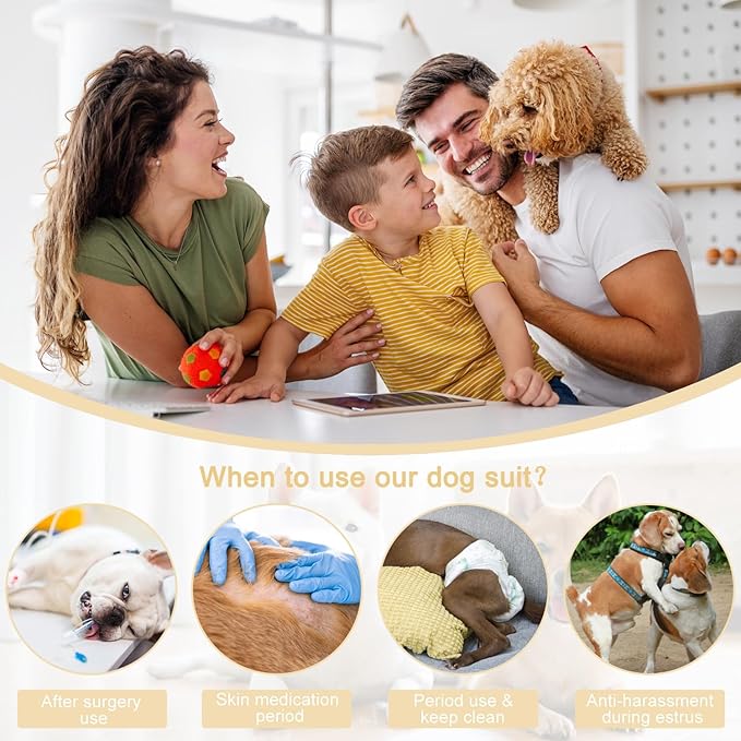 Etdane Dog Diapers Sanitary Panties Physiological Period Shirts Surgical Recovery Suits for Male and Female Dogs White Stripe Small