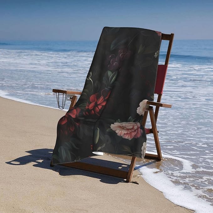 Floral Beach Towel Vintage Flower Sand-Free Microfiber Bath Towel Ultra Soft Quick Dry Pool Towel Absorbent Towel Lightweight Towel Gifts for Outdoor Bathroom Swimming Decor 31inx51in