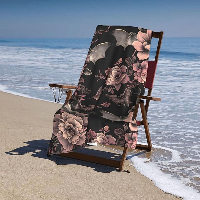 Gothic Beach Towel - Floral Sand-Free Microfiber Bath Towel - Ultra Soft Quick Dry - Pool Towel - Absorbent - Lightweight - Gifts for Outdoor Bathroom Swimming Decor - 31inx51in