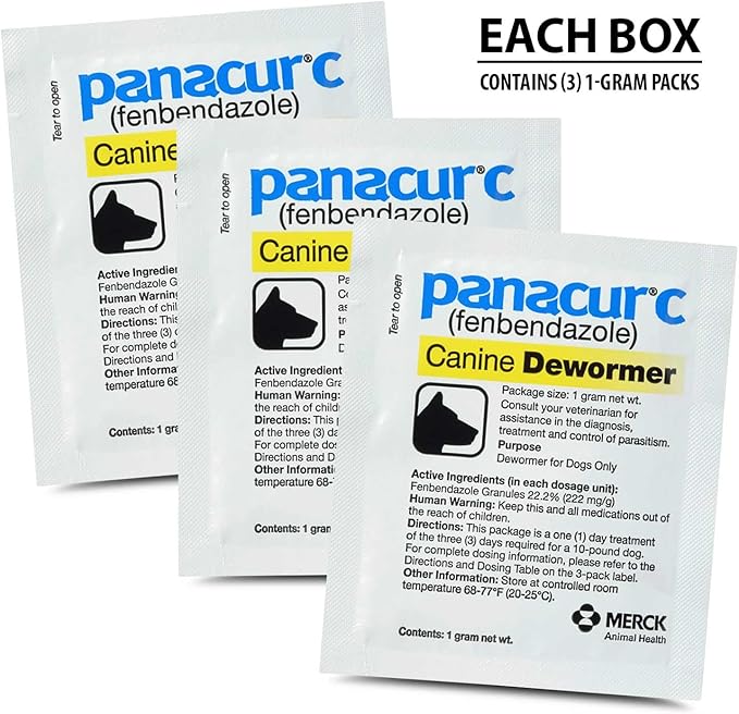 Panacur C Canine Dewormer Treatment Three 1-Gram Packets, Each Packet Treats 10 lbs
