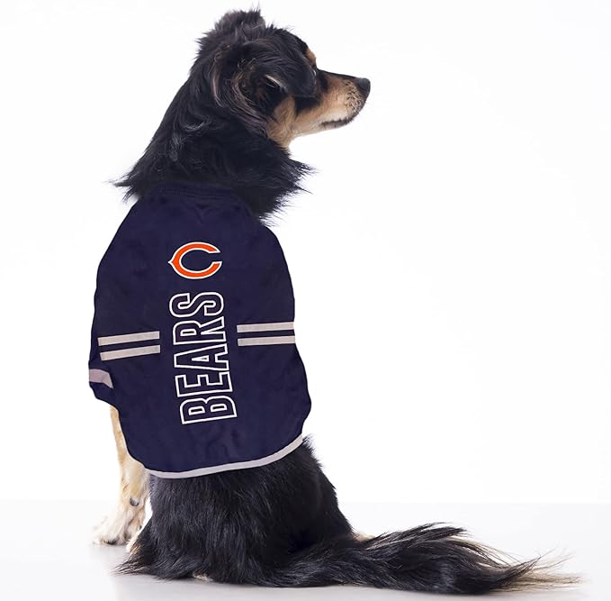 Pets First NFL Chicago Bears Dog T-Shirt - Durable Sports PET TEE - 3 Sizes, NFL PET Outfit, Reflective TEE Shirt in Team Color