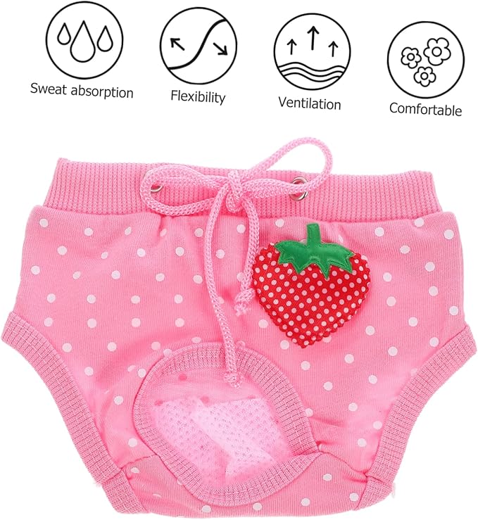 SUPVOX Pet Physiological Pants for Male Dogs Washable Strawberry Dot Comfortable Dog Diapers for and Heat for Home Use and Potty Training