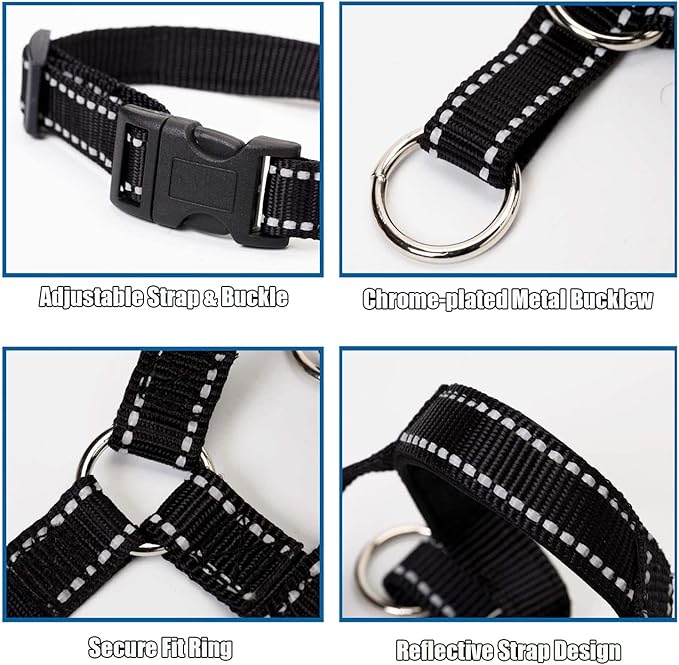 Dog Head Collar, Head Collar with Reflective Strap to Stop Pulling for Small Medium and Large Dogs, Adjustable (M, Orange)