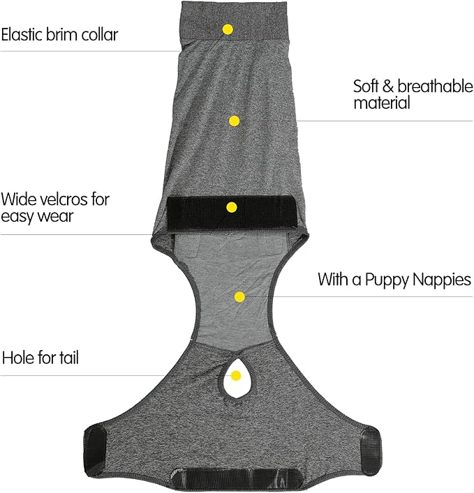 HEYWEAN Full Body Dog Diaper with a Puppy Nappies Physiological Dog Surgery Recovery Suit for Male Female Dogs