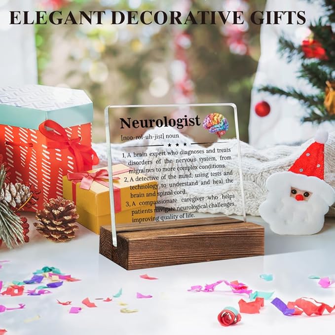 Neurologist Definition Acrylic Sign with Wood Stand, Neurologist Therapist Thank You Gifts, Appreciation Gifts for Neuro Surgeon, Neurology Desk Decor Sign, Neuroscience Nurses Week