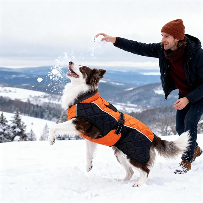 Dog Coat Dogs Jacket Waterproof Reflective Adjustable Dog-Winter Coats for Small/Medium/Large Dogs Dachshund Coat-(Orange, XXX-Large)