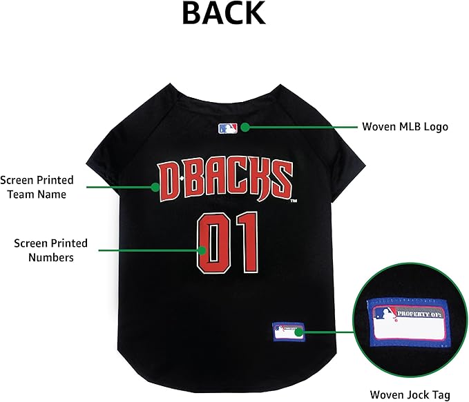 Official MLB Arizona Diamondbacks Pet Jersey for Dogs & Cats, Size XX-Large - Stylish Baseball Jersey for Your Furry Fan- Show Off Team Spirit with The Perfect Fan Apparel Gear for Pet, Dog & Cat