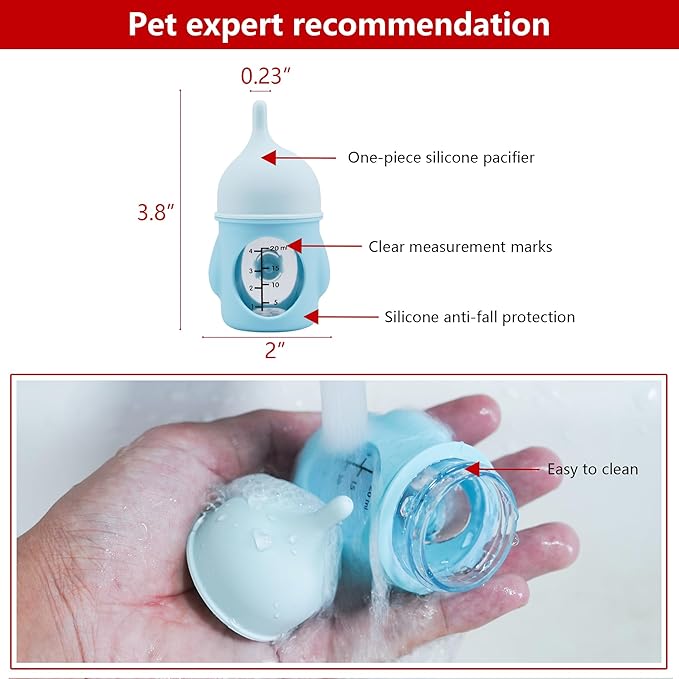 Puppy Bottles for Nursing,Kitten Bottles for Nursing,Pet Feeding Bottle,(Blue- 20ml)