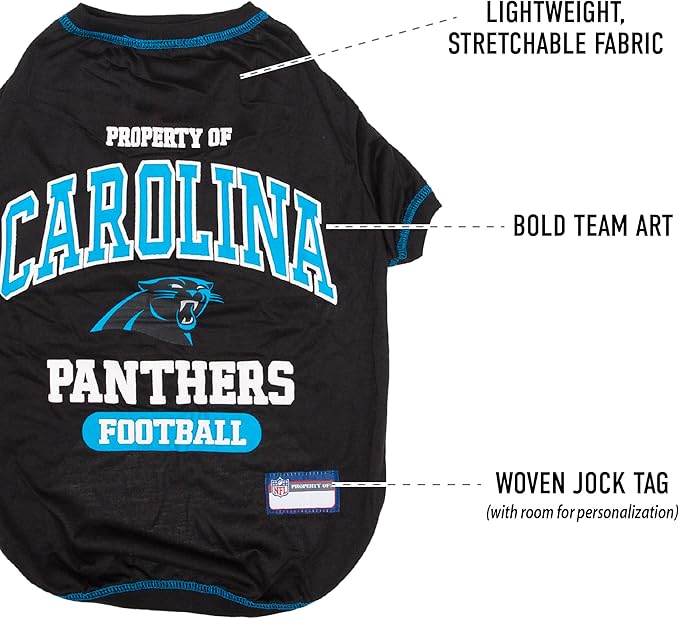 NFL Carolina Panthers Dog T-Shirt for Pets, Size X-Large. Officially Licensed Pet Shirt with Team Logo, Soft Stretchable Comfort Fit Apparel for Dogs & Cats