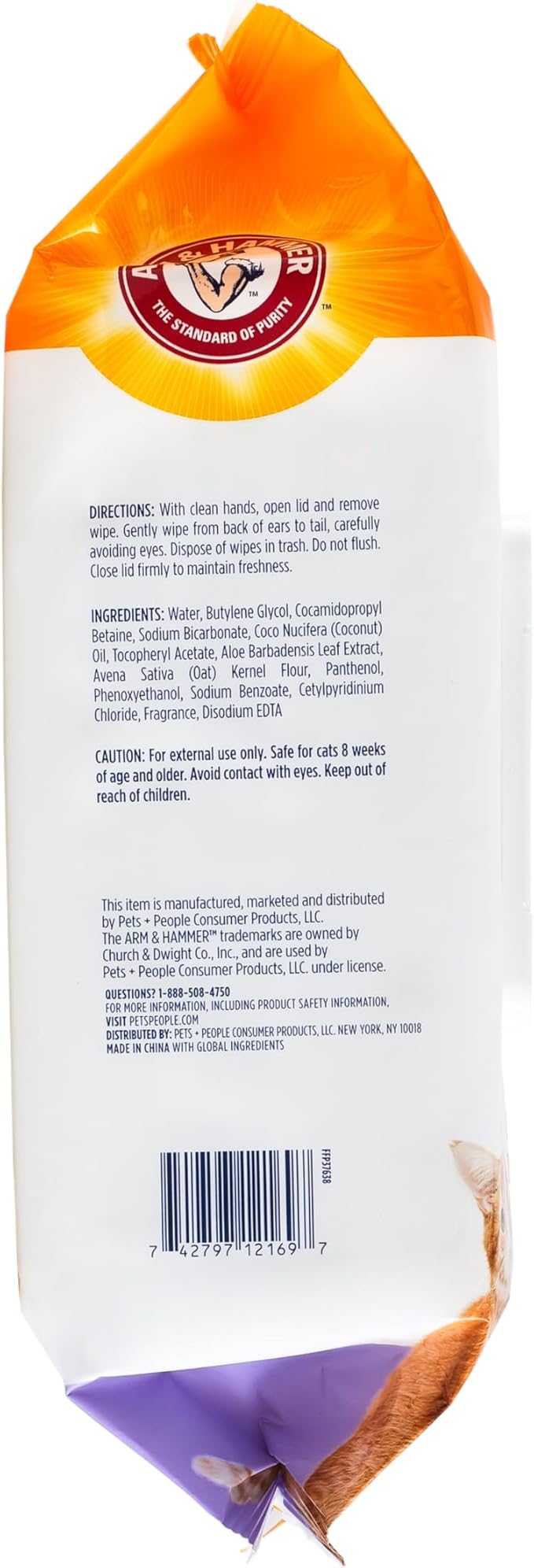 Arm & Hammer for Pets Odor Control Wipes for Cats - Best Odor Eliminating Waterless Cleaning for Cats, Violet Cedarwood Scent, 100 Count