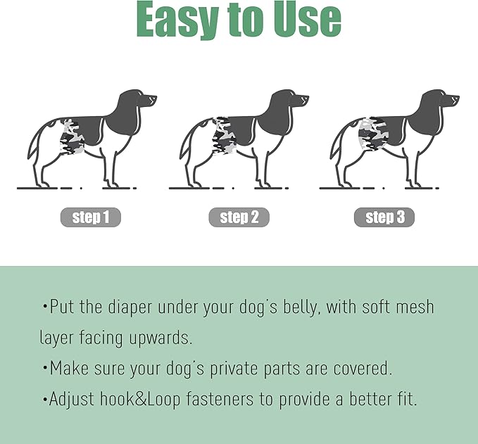 wegreeco Washable Male Dog Diapers (Pack of 3) - Washable Male Dog Belly Wrap (Camo, XS)