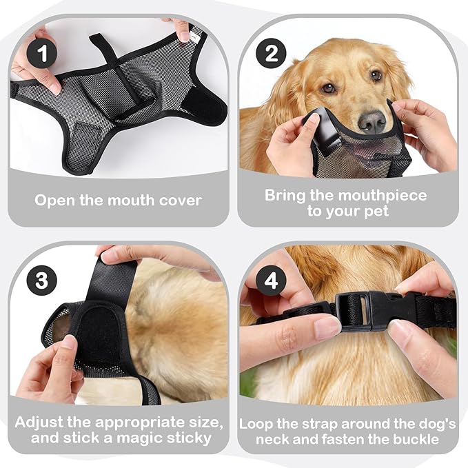 Dog Muzzle, Soft Air Mesh Muzzles for Large Sized Dogs, Breathable Dog Mussels for Scavenging Biting Licking & Barking, Adjustable Mouth Guard with Front Opening, Allows Panting and Drinking (Black,L)