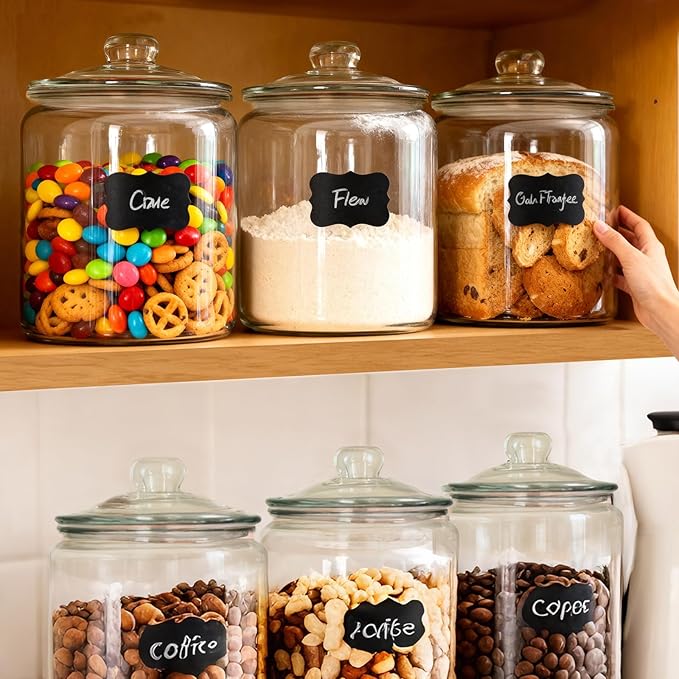 Masthome Large Glass Jar,1 Gallon Glass Jar with Lid, Airtight,Dishwasher Safe,Wide Mouth Storage Canister for Pasta,Flour,Nuts,Cookies,& More