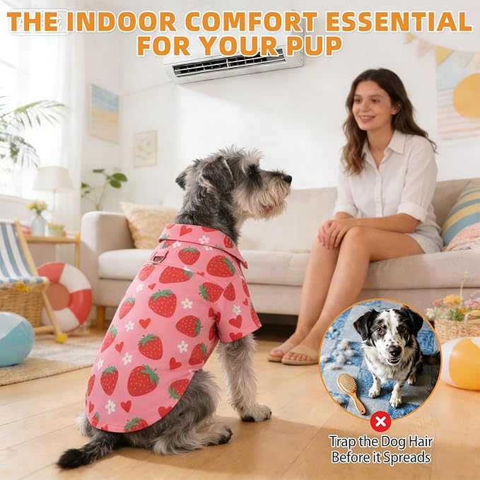 KOOLTAIL Spring Dog Shirt Outfit with Leash D-Ring, Soft Botton Up Summer Beach Pet Clothes for Small Medium Girl Dogs, Lightweight Puppy Polo Shirts for Sun & Insect Protection, Indoor Outdoor,Pink S