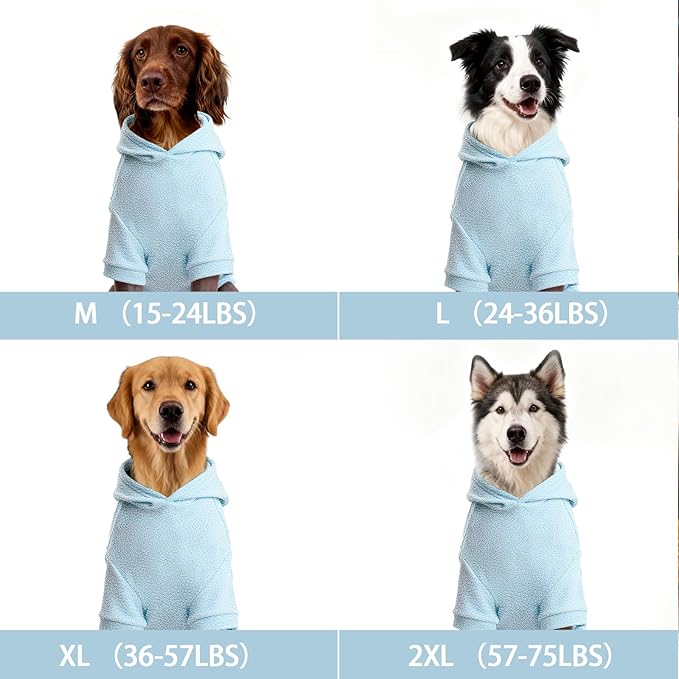 Basic Dog Hoodie Sweatshirts, Pet Clothes Hoodies, Granular Velvet, Sweater with Hat and Leash Hole, Soft Velvet Outfit Coat for Small Medium Large Dogs, Blue (Medium)